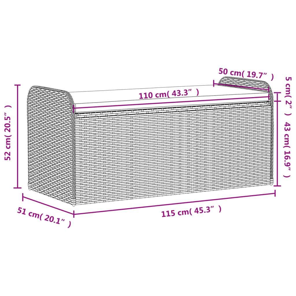 Storage Bench with Cushion Black