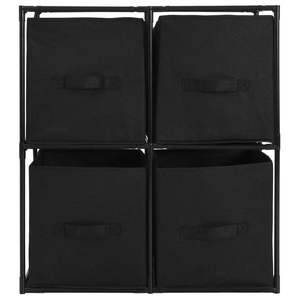 Storage Cabinet with 4 Fabric Baskets Black