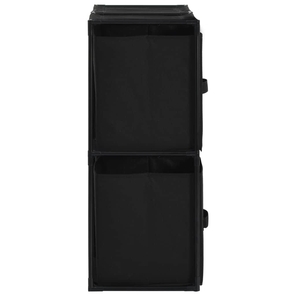 Storage Cabinet with 4 Fabric Baskets Black