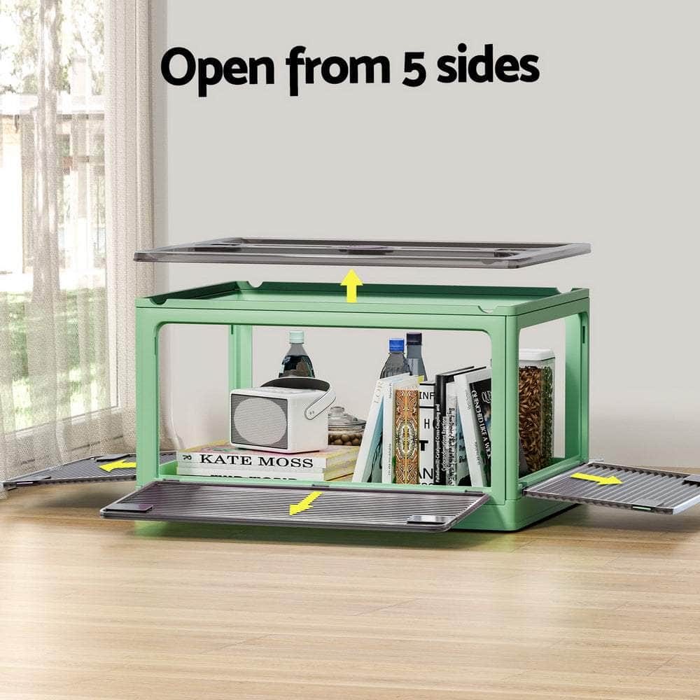 Storage Container Foldable Stackable Large 5 Sides Open
