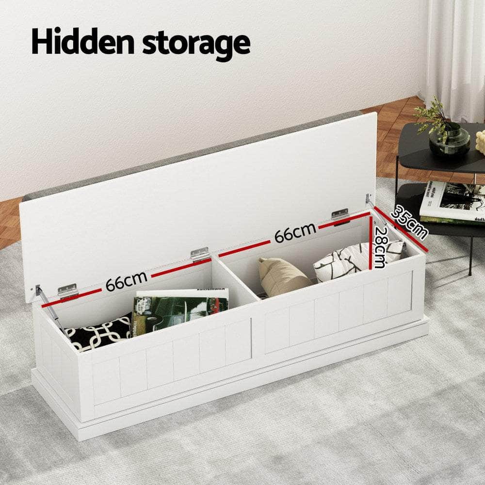 Storage Ottoman Blanket Box 140cm Fluted Grey