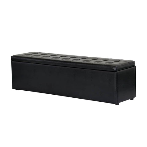 Storage Ottoman Blanket Box 140cm Leather Black