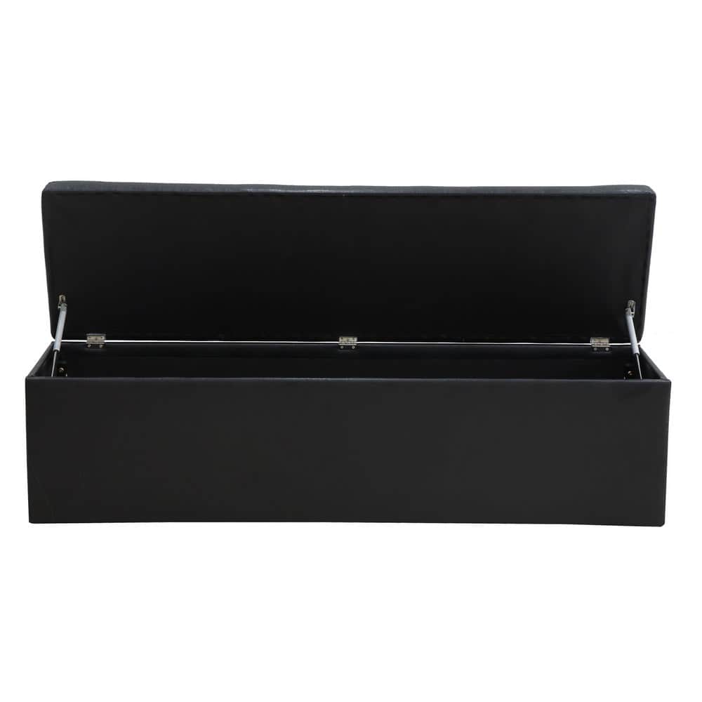 Storage Ottoman Blanket Box 140cm Leather Black
