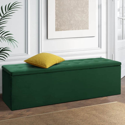 Storage Ottoman Blanket Box 140cm Velvet Green