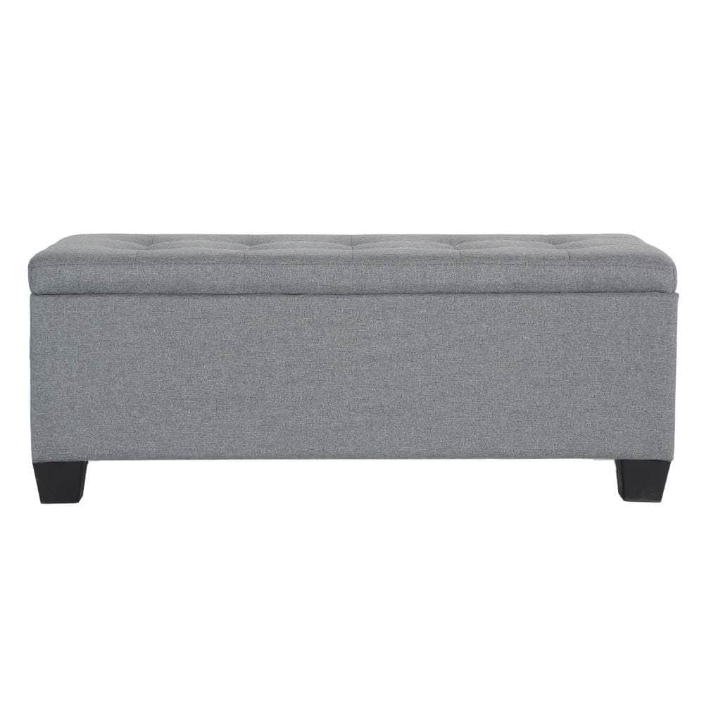 Storage Ottoman Blanket Box 97cm Linen Grey