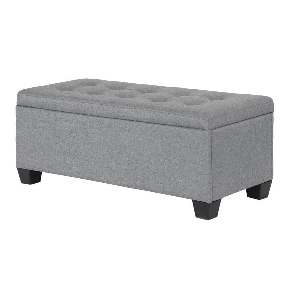 Storage Ottoman Blanket Box 97cm Linen Grey