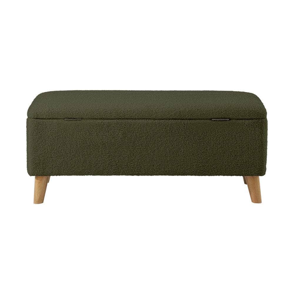 Storage Ottoman Blanket Box Chest Toy Foot Stool Bench Seat Sherpa Green