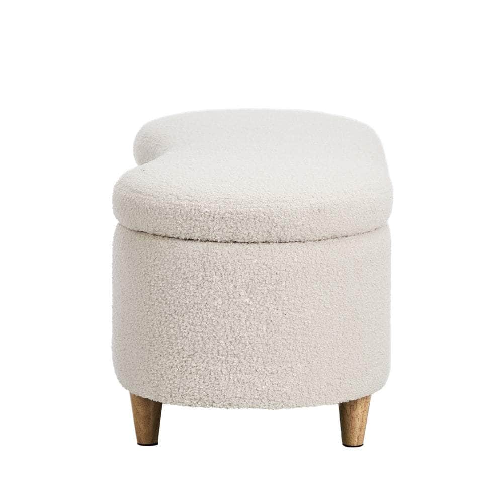 Storage Ottoman Cashew Foot Stool Teddy Boucle Chest Bench
