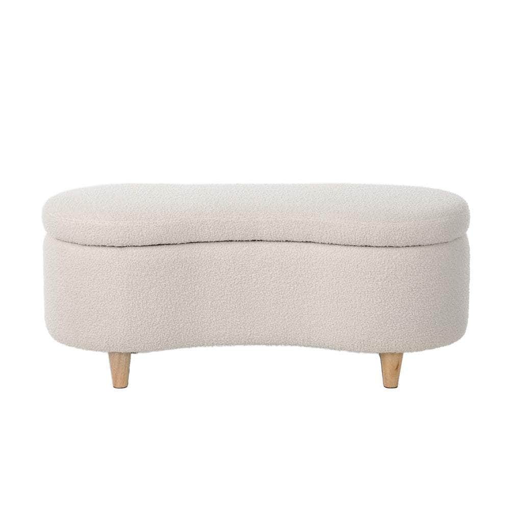 Storage Ottoman Cashew Foot Stool Teddy Boucle Chest Bench