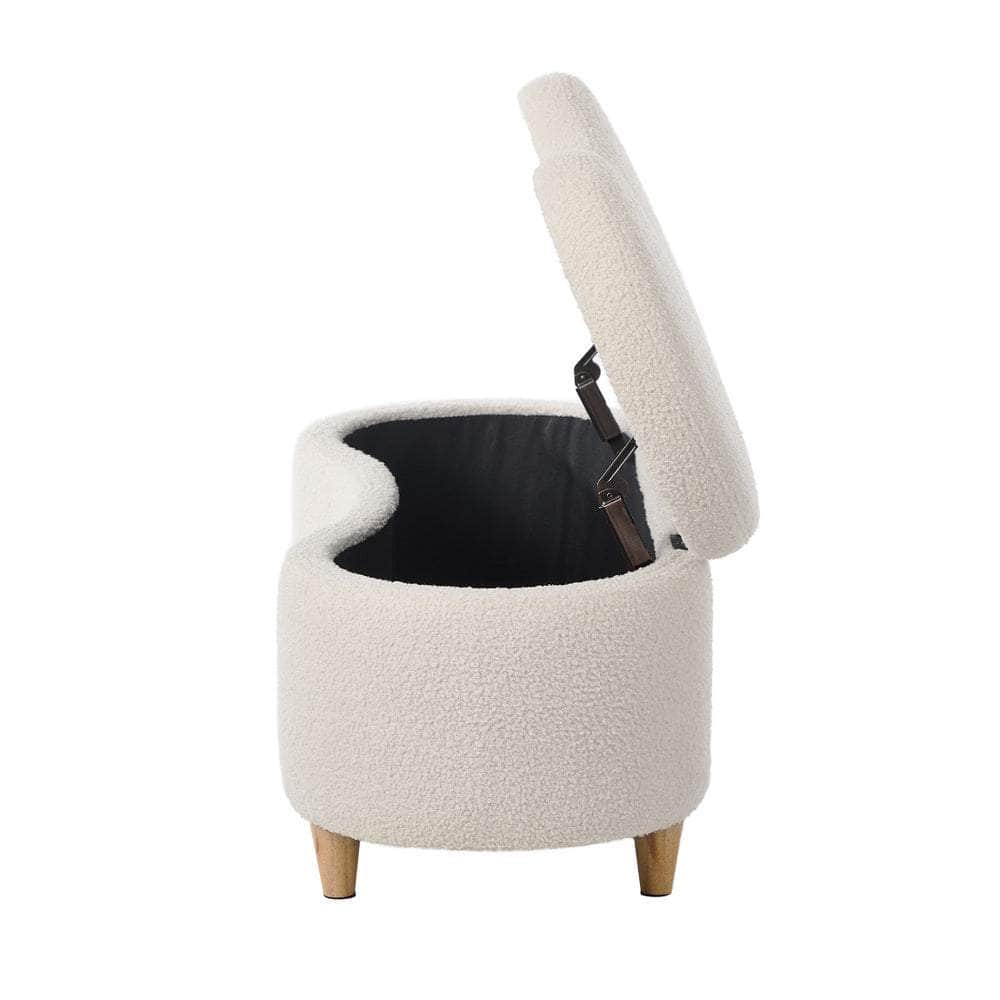 Storage Ottoman Cashew Foot Stool Teddy Boucle Chest Bench