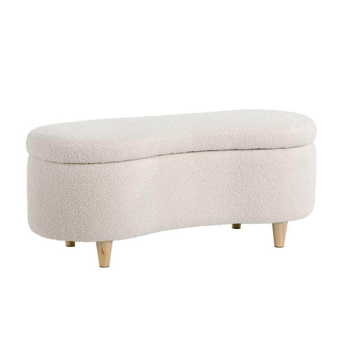 Storage Ottoman Cashew Foot Stool Teddy Boucle Chest Bench