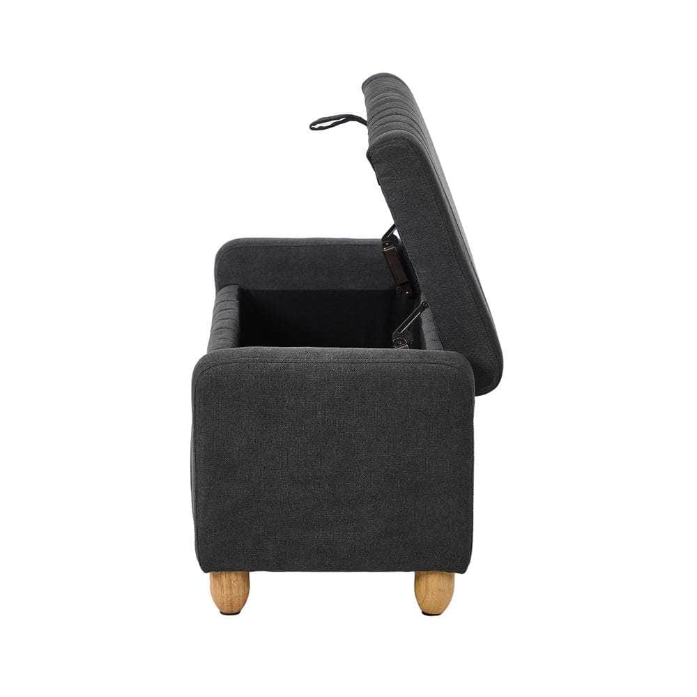 Storage Ottoman Couch Footstool Linen Toy Chest Bench Grey
