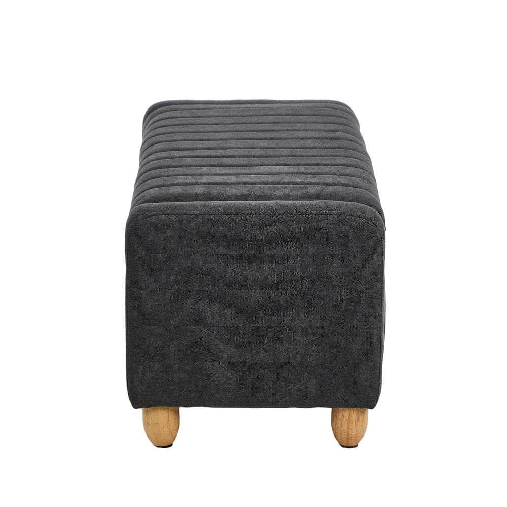 Storage Ottoman Couch Footstool Linen Toy Chest Bench Grey