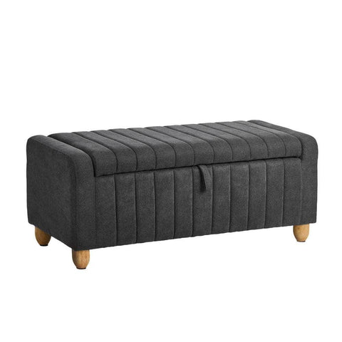 Storage Ottoman Couch Footstool Linen Toy Chest Bench Grey