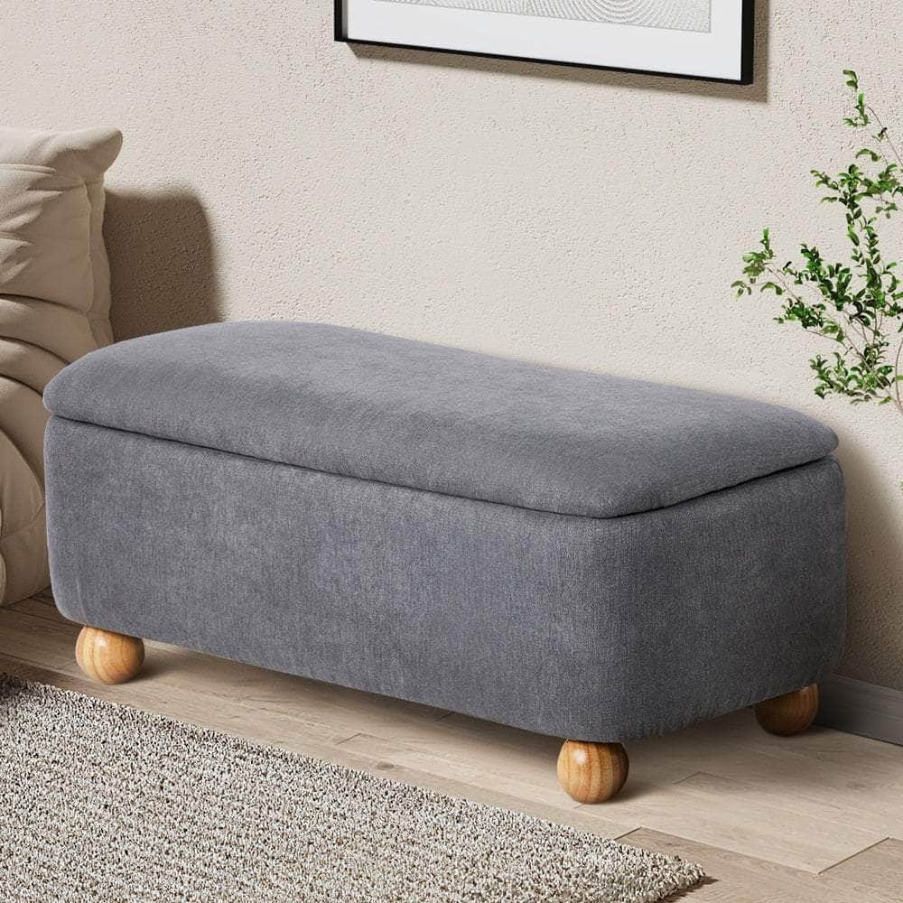Storage Ottoman Foot Stool Linen Couch Bench Blanket Box