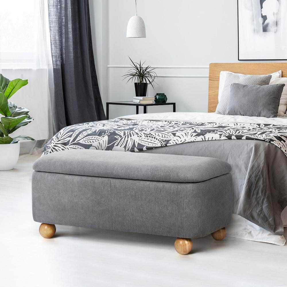 Storage Ottoman Foot Stool Linen Couch Bench Blanket Box