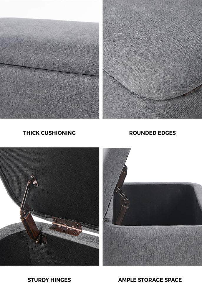 Storage Ottoman Foot Stool Linen Couch Bench Blanket Box