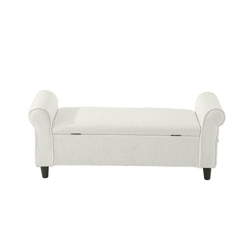 Storage Ottoman  Sherpa Fabric Large White