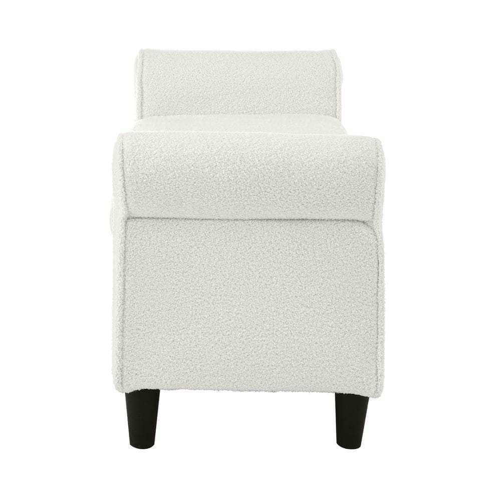 Storage Ottoman  Sherpa Fabric Large White