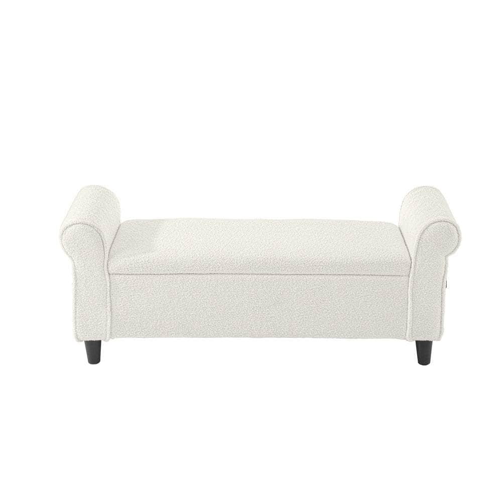 Storage Ottoman  Sherpa Fabric Large White