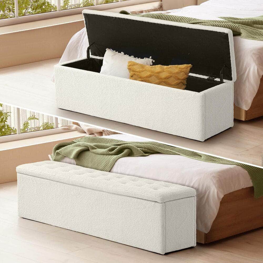 Storage Ottoman XL  Sherpa White