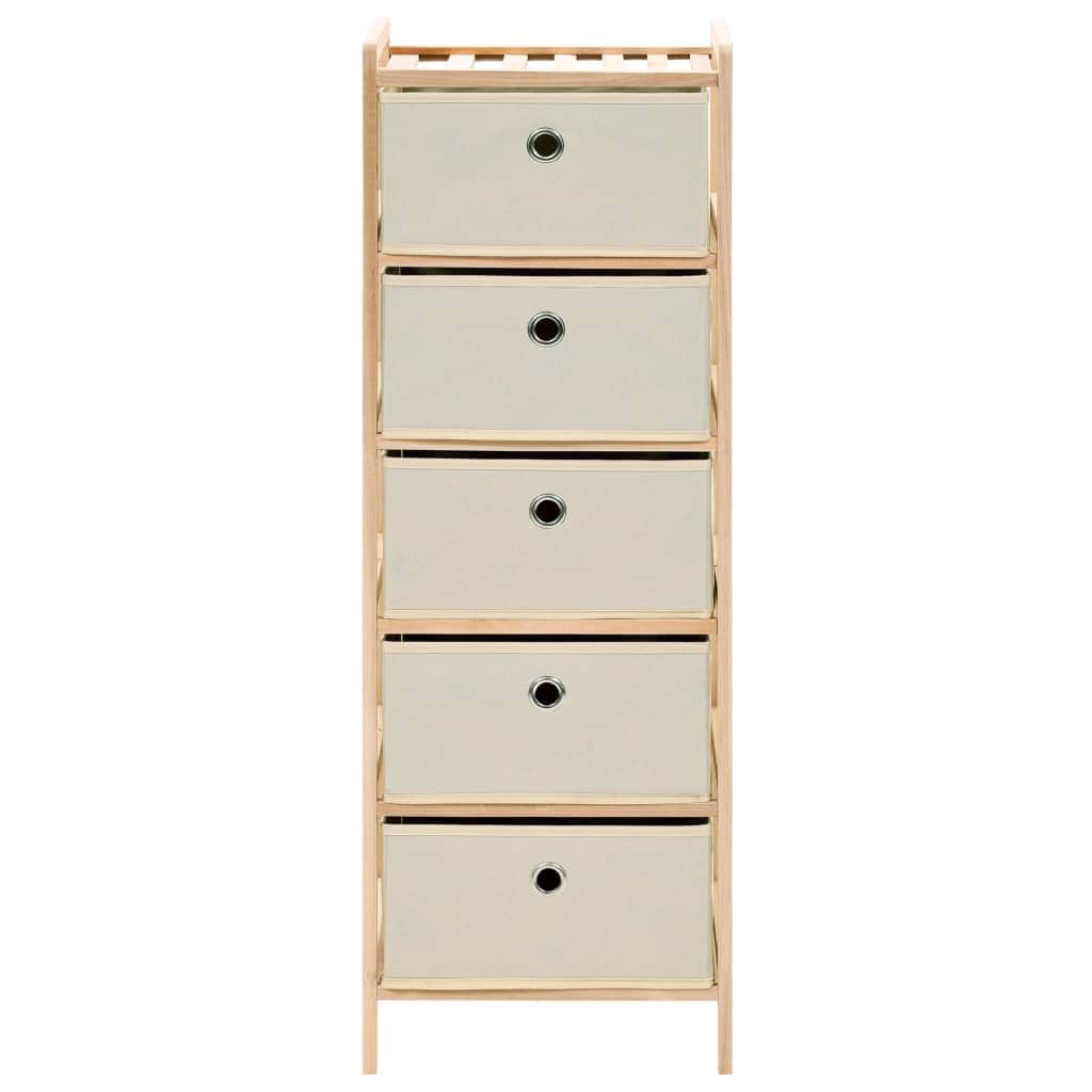 Storage Racks with 5 Fabric Baskets 2 pcs Beige Cedar Wood