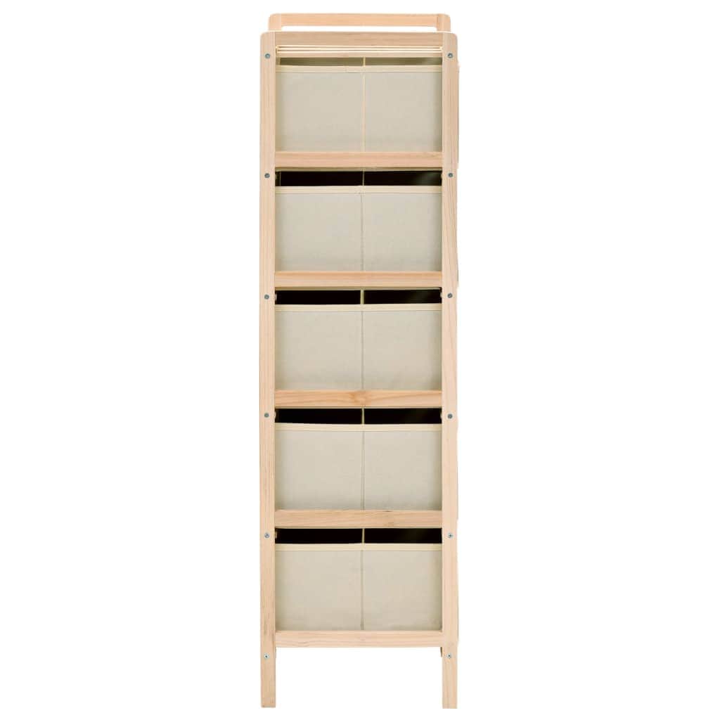 Storage Racks with 5 Fabric Baskets 2 pcs Beige Cedar Wood