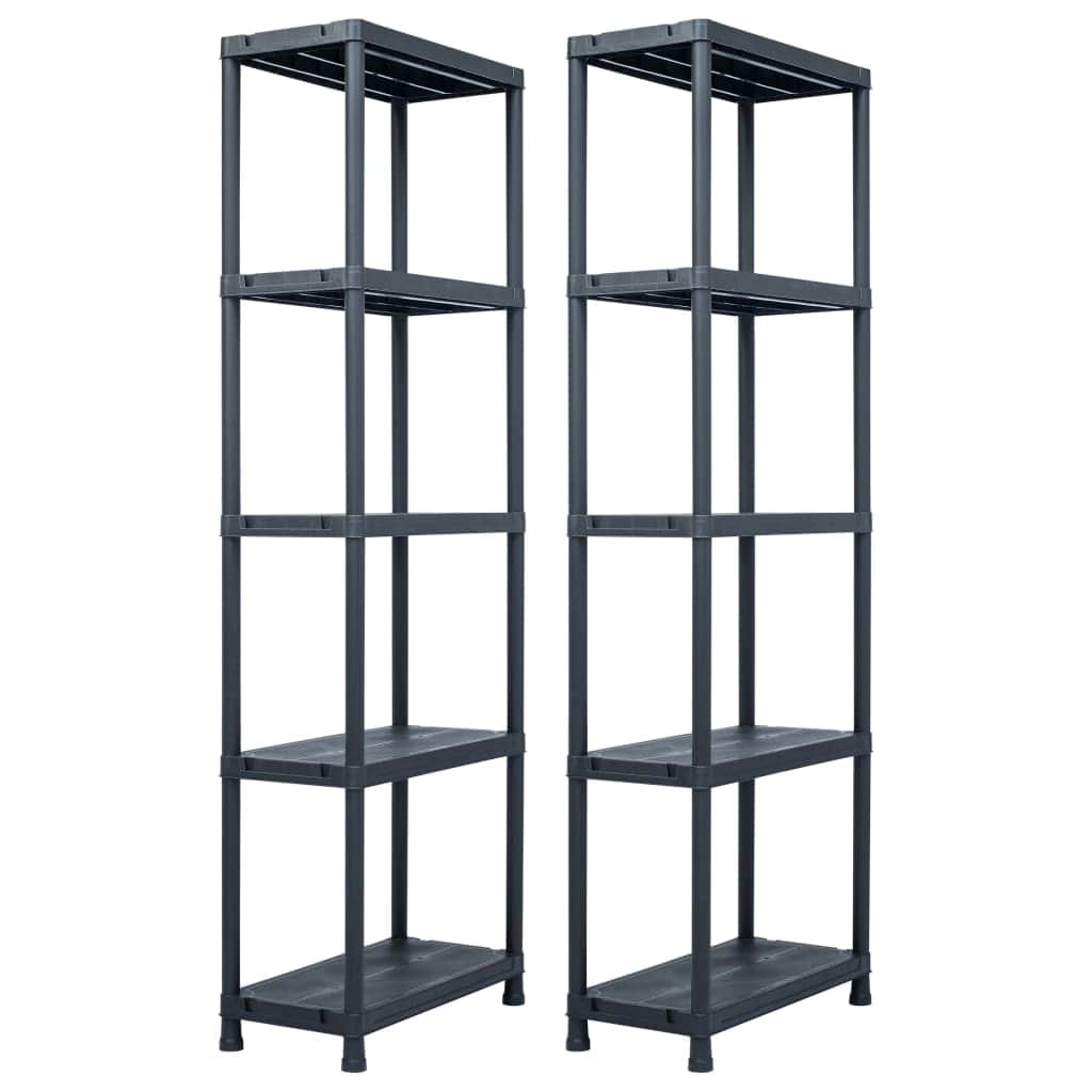 Storage Shelf Racks 2 pcs Black 125 kg  Plastic