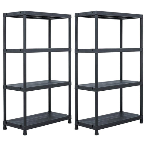 Storage Shelf Racks 2 pcs Black 200 kg Plastic