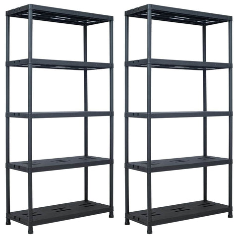 Storage Shelf Racks 2 pcs Black 260 kg Plastic