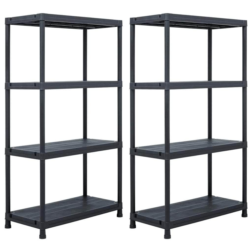 Storage Shelf Racks 2 pcs Black Plastic