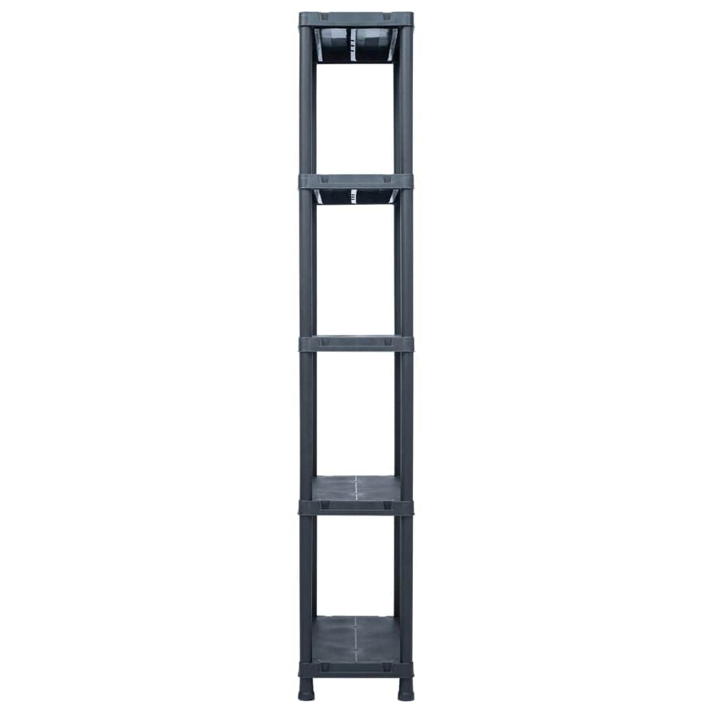Storage Shelf Racks 5 pcs Black 125 kg  Plastic