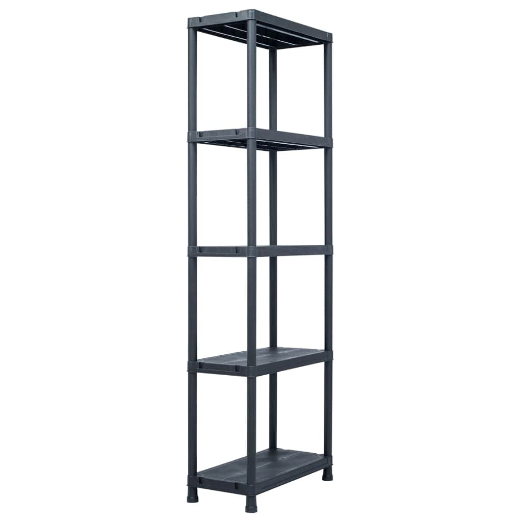 Storage Shelf Racks 5 pcs Black 125 kg  Plastic