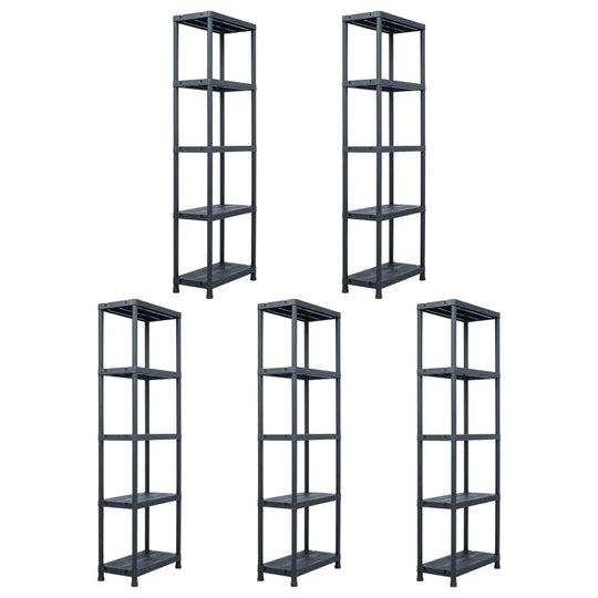 Storage Shelf Racks 5 pcs Black 125 kg  Plastic