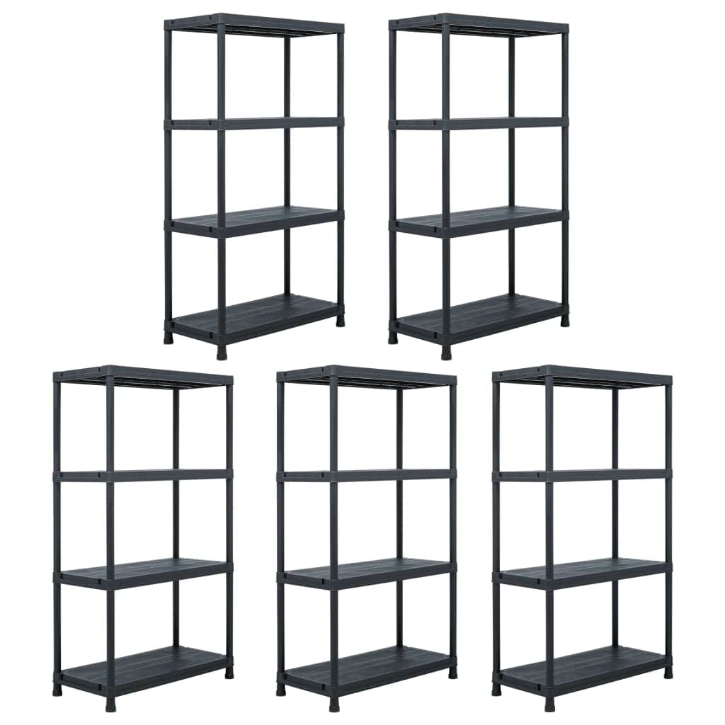 Storage Shelf Racks 5 pcs Black Plastic