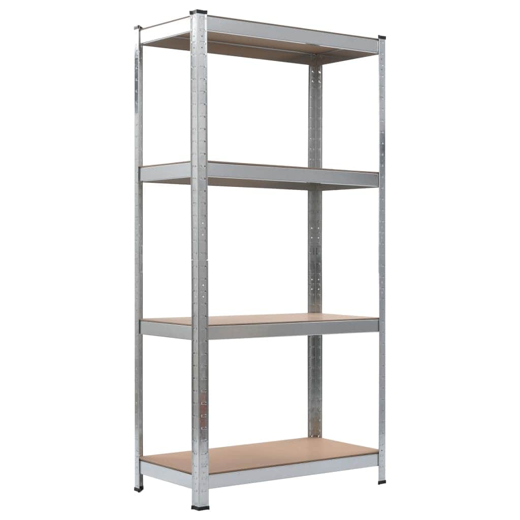 Storage Shelves 2 pcs  Silver-Steel and MDF