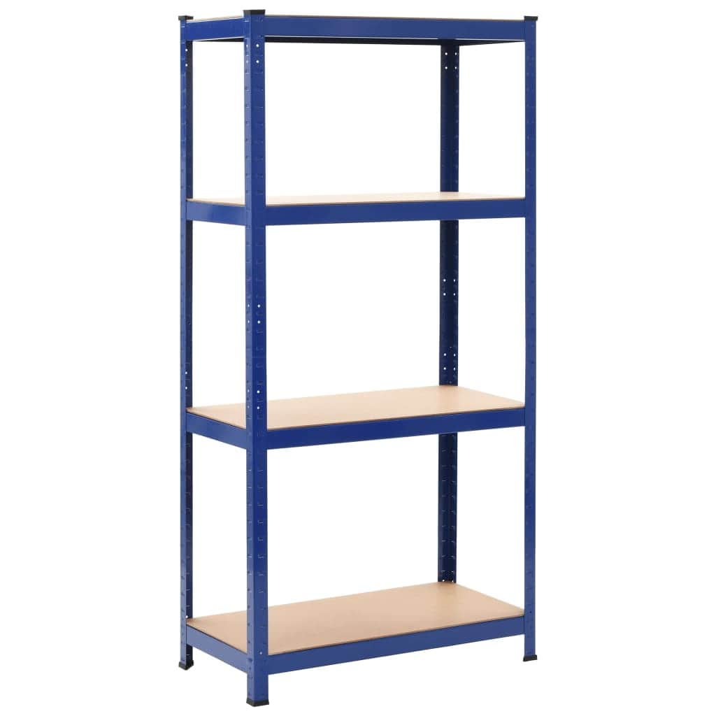 Storage Shelves 2 pcs Steel and MDF (Blue)