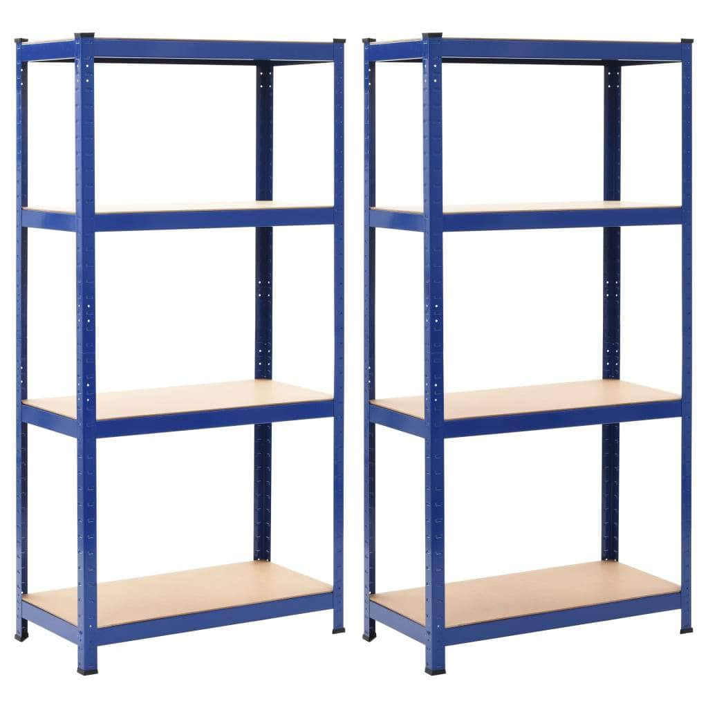 Storage Shelves 2 pcs Steel and MDF (Blue)
