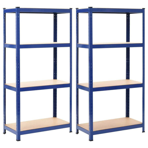 Storage Shelves 2 pcs Steel and MDF (Blue)