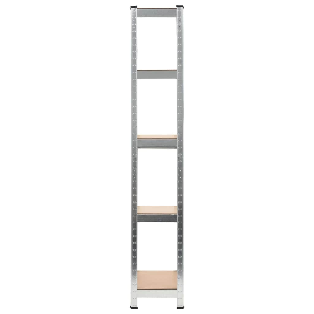 Storage Shelves 3 pcs Silver Steel and MDF