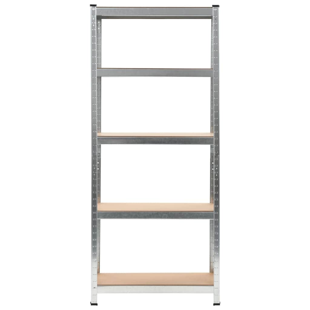 Storage Shelves 3 pcs Silver Steel and MDF