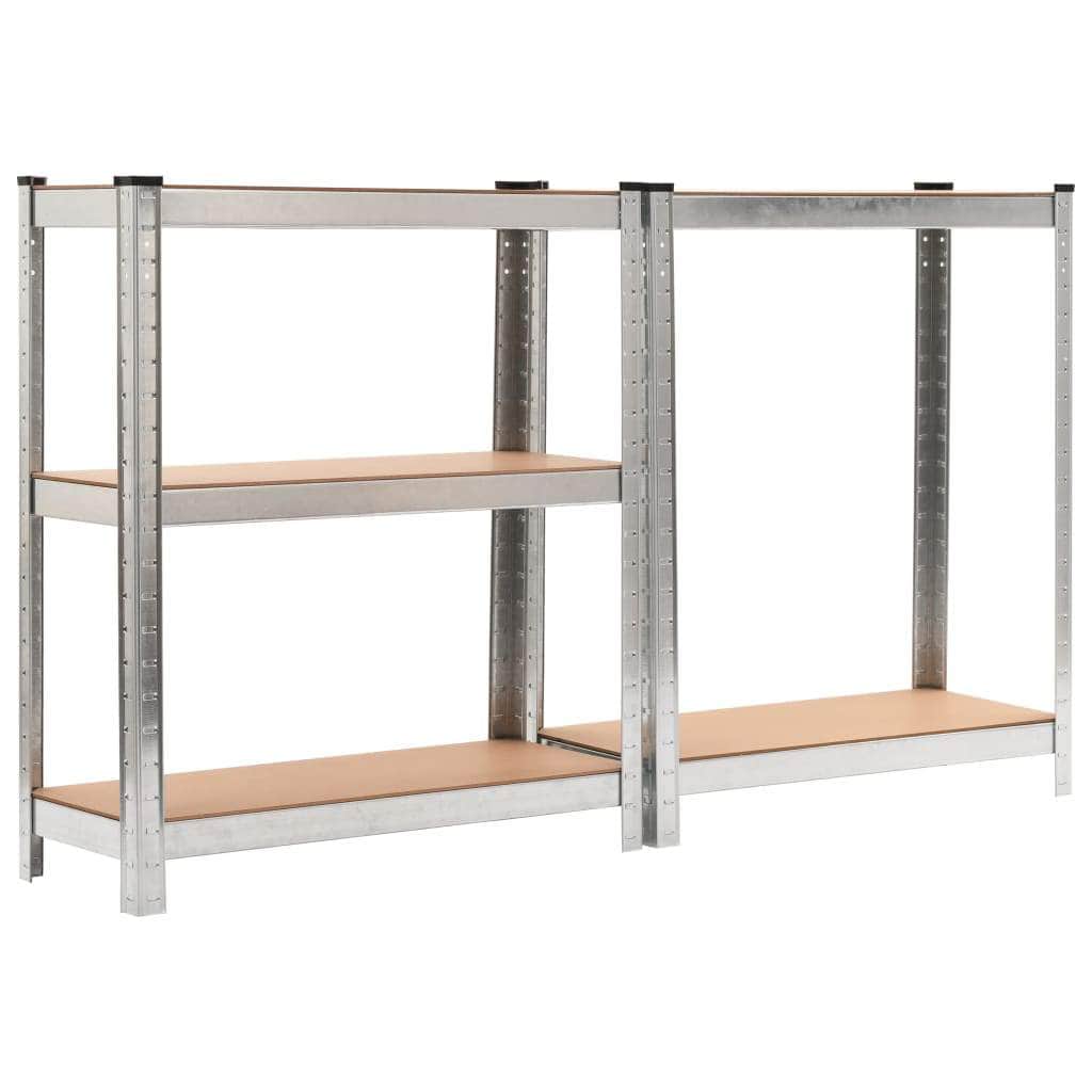 Storage Shelves 3 pcs Silver Steel and MDF