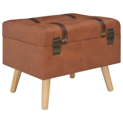 Storage Stool 40 cm Tan Leather