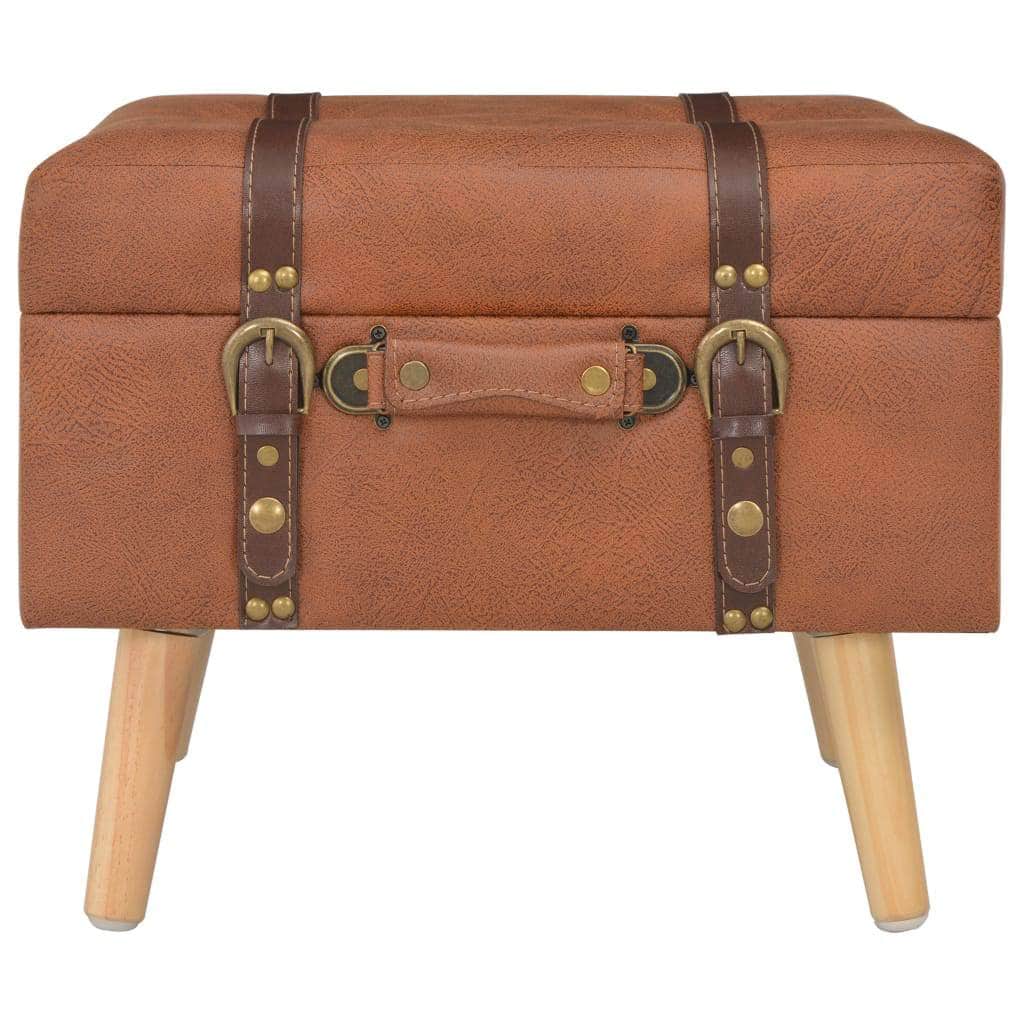 Storage Stool 40 cm Tan Leather