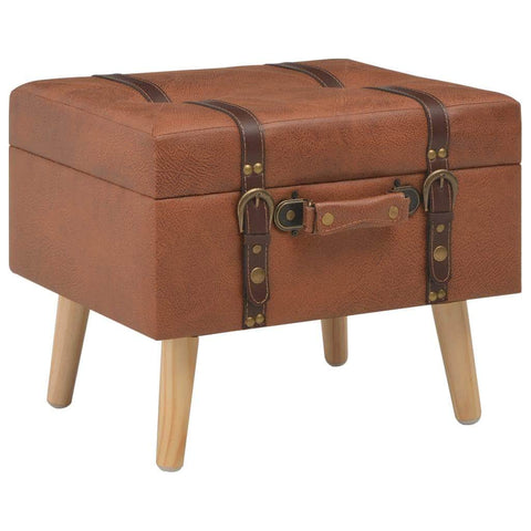 Storage Stool 40 cm Tan Leather