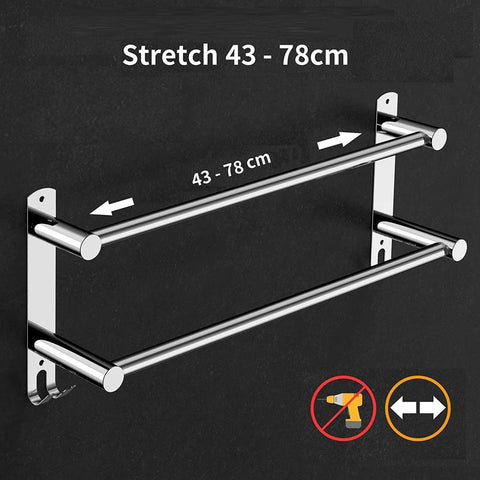Stretchable Towel Bar For Bathroom And Kitchen (45-75 Cm, Two Bars)