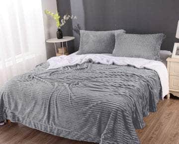 Stripe Flannel Sherpa Blanket King/Queen