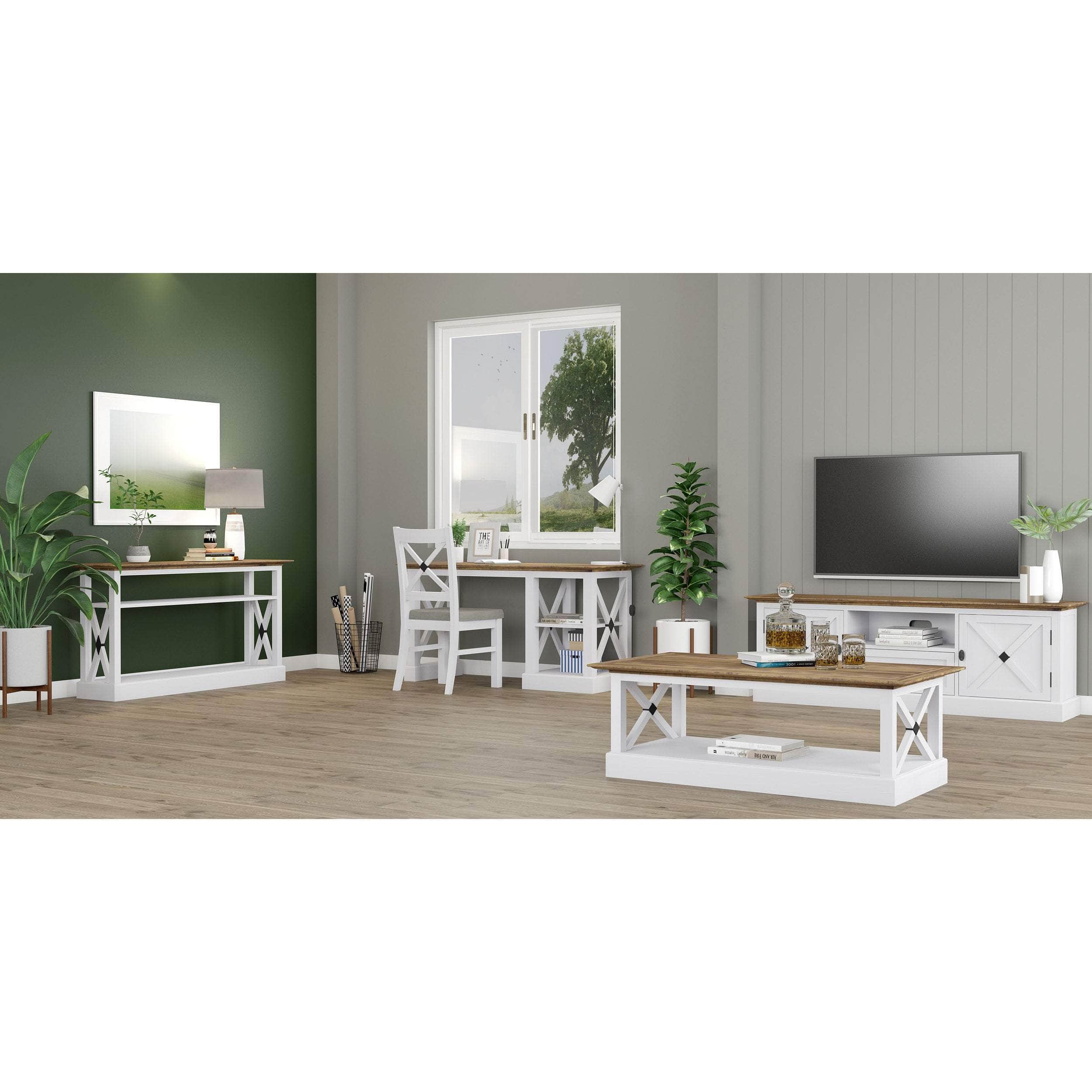 Study Computer Desk 150Cm Office Executive Table Pine Wood - Grey
