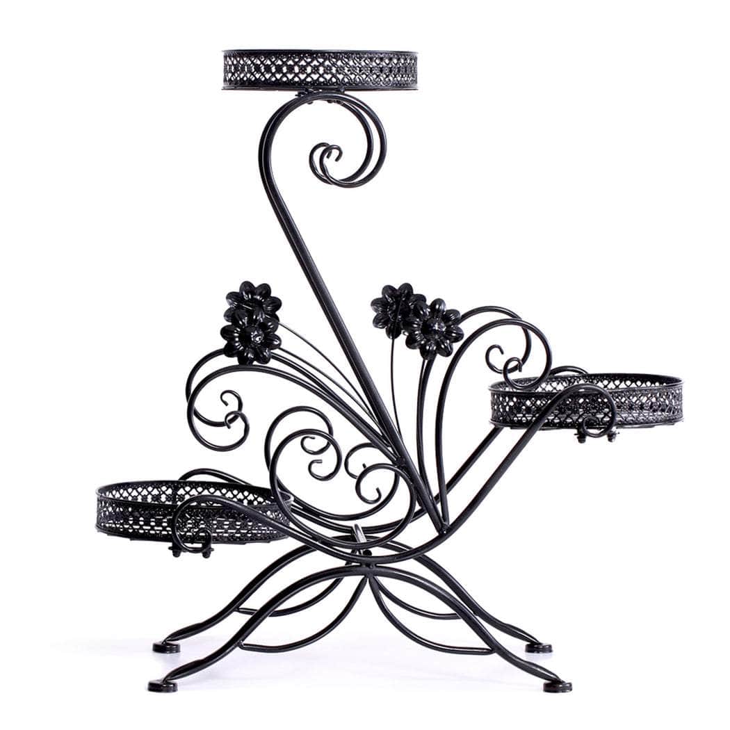 Sturdy Black Metal Plant Stand