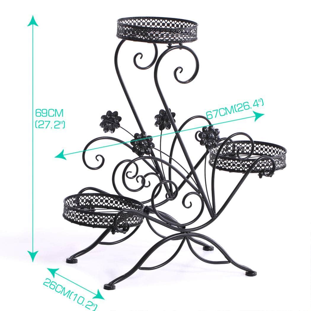 Sturdy Black Metal Plant Stand